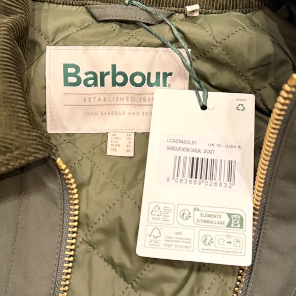 Barbour Nora Utility Jacket - Olive - Size 6 - NWT - Picture 3 of 7